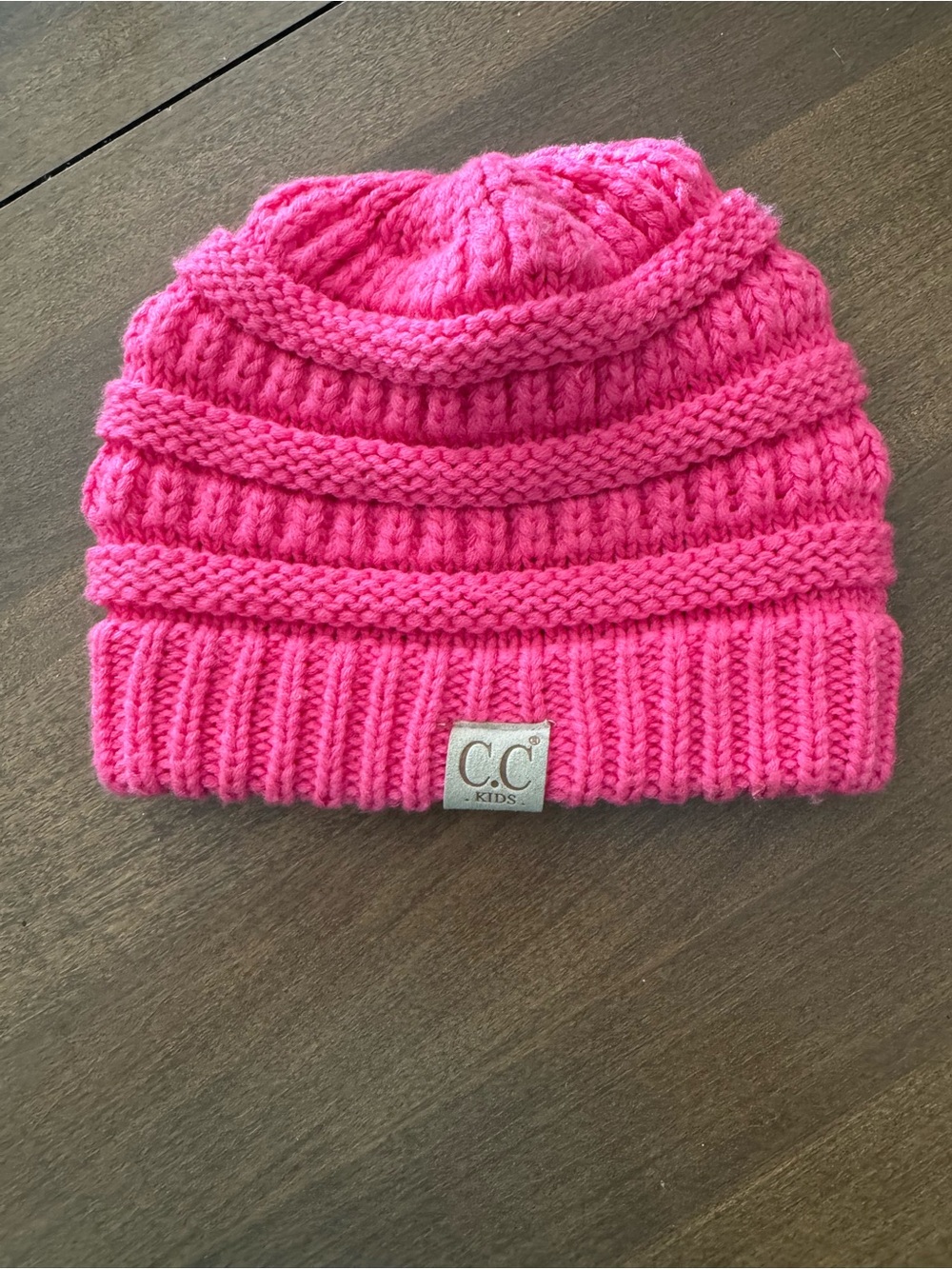 C.C Kids Bright Pink Ribbed Knit Beanie